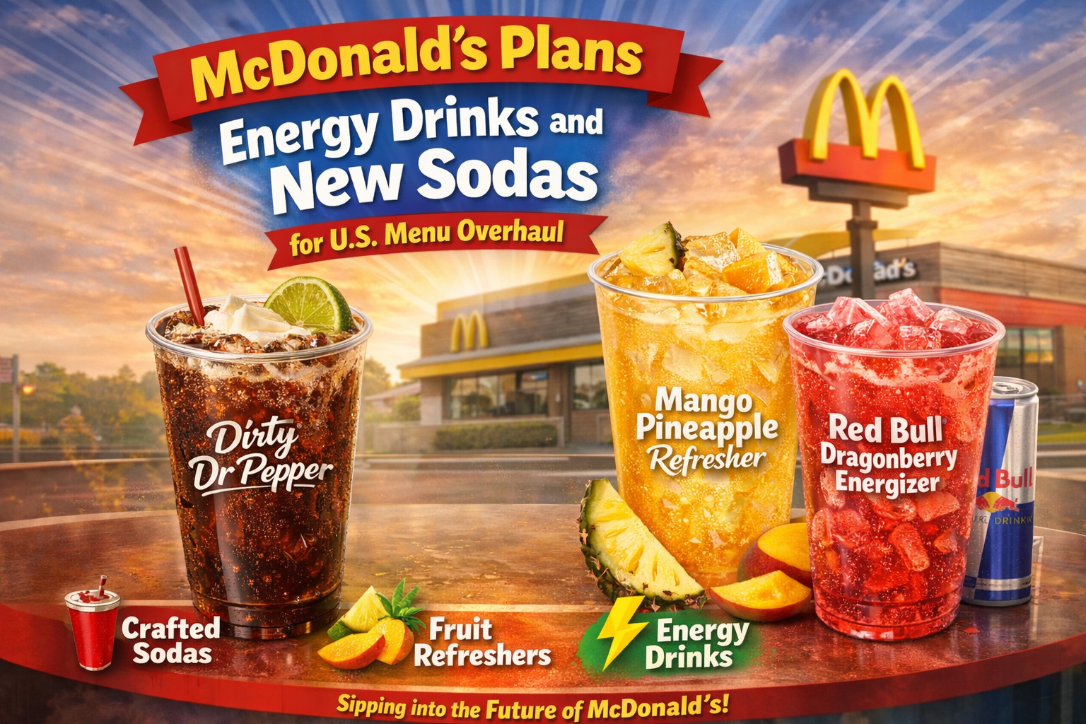 McDonald’s Plans Energy Drinks and New Sodas for U.S. Menu Overhaul (Latest Update)